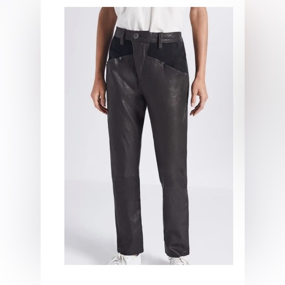 CURRENT ELLIOTT Utility Slouchy Genuine Leather Pants - Black - Size 27 NWT $998 - Picture 4 of 6